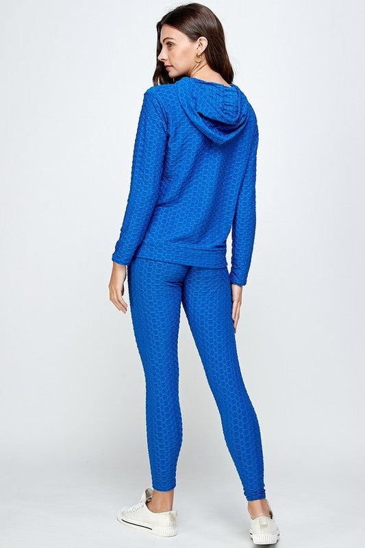 High Waist Jacquard Hoodie Butt Lift Leggings set