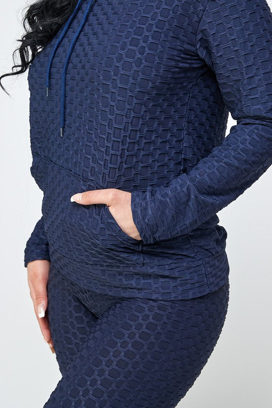 High Waist Jacquard Hoodie Butt Lift Leggings set