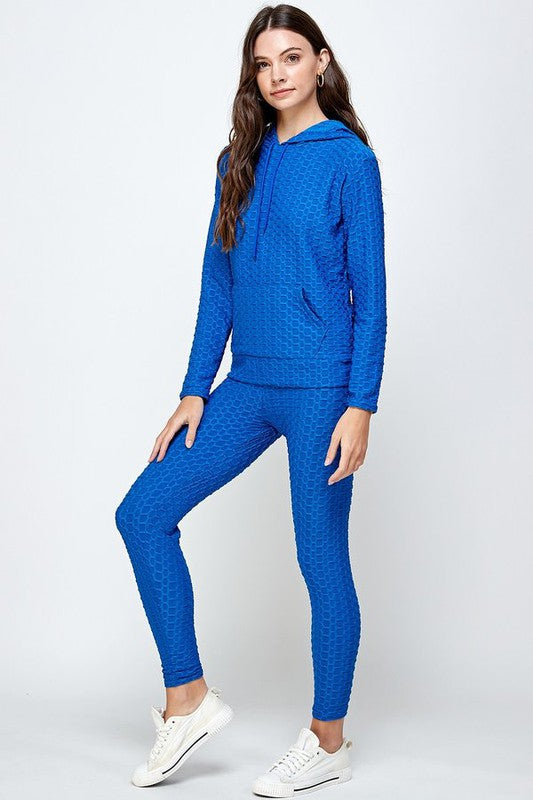 High Waist Jacquard Hoodie Butt Lift Leggings set