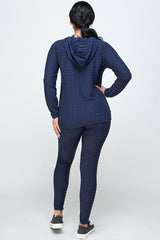 High Waist Jacquard Hoodie Butt Lift Leggings set