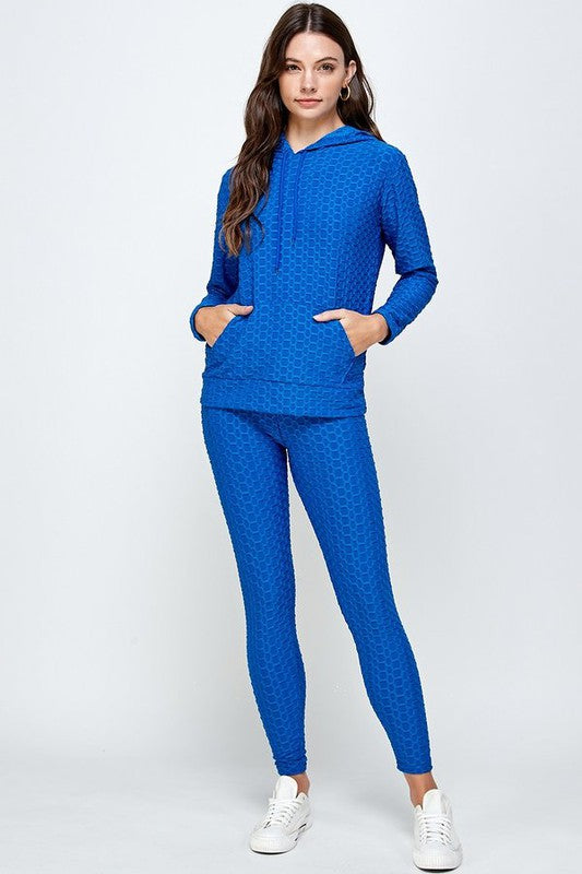 High Waist Jacquard Hoodie Butt Lift Leggings set