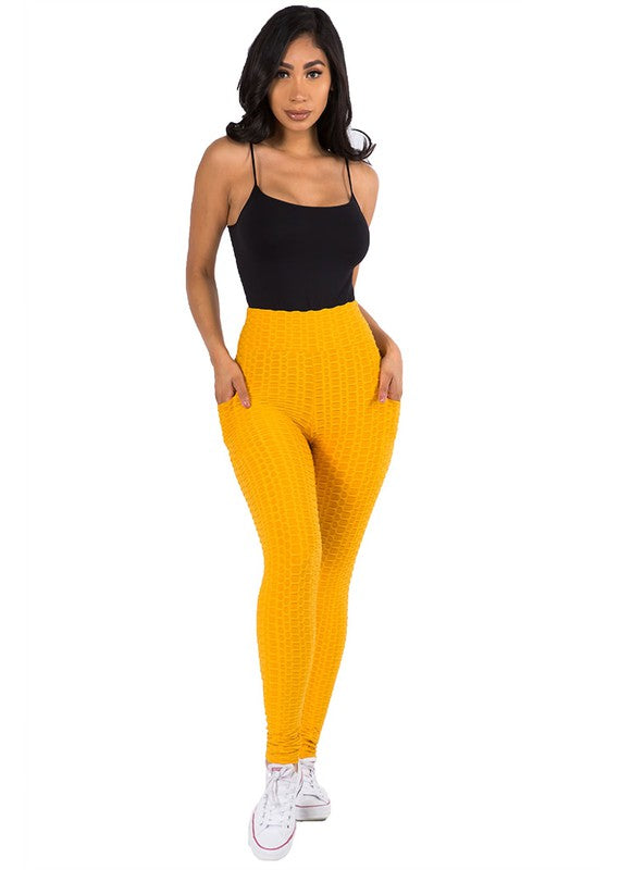 Solid textured BUTT LIFTED leggings