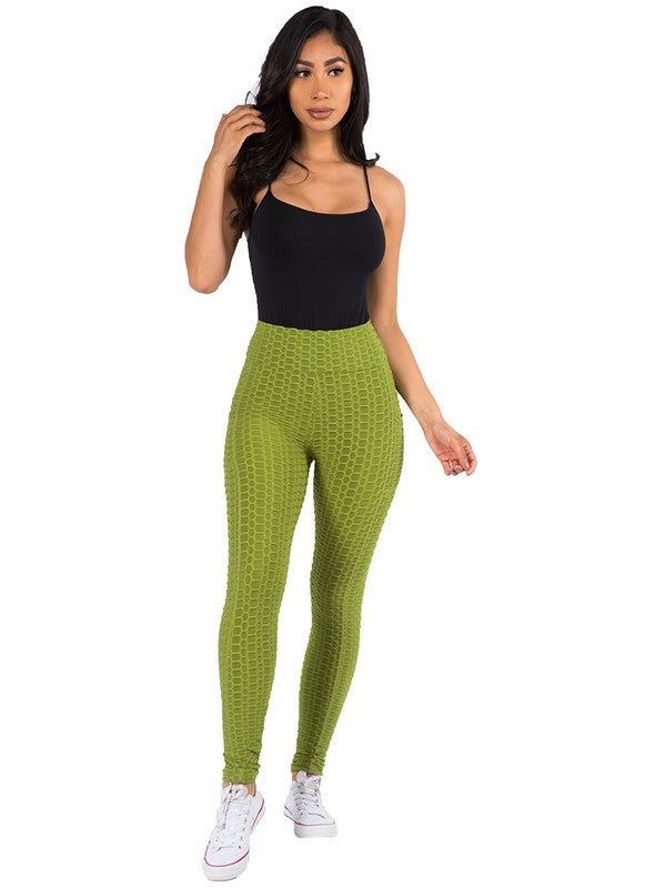 Solid textured BUTT LIFTED leggings