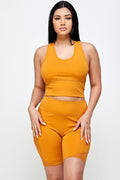 Thumbnail of CONJUNTO DE CAMISETA SIN MANGAS CORTA Y PANTALÓN CORTO DE MOTORISTA ACTIVO SÓLIDO