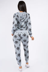 cannabis two piece hoodie jogger pants set