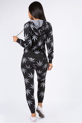 cannabis two piece hoodie jogger pants set