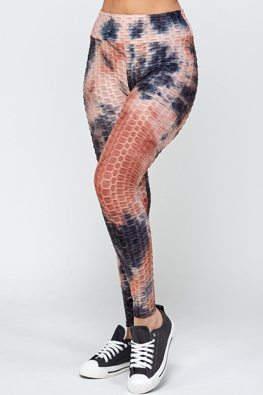 Textured Butt lifted Tie dye print legging