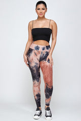 Textured Butt lifted Tie dye print legging
