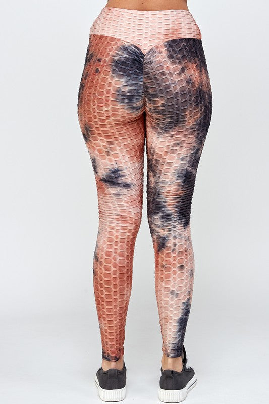 Textured Butt lifted Tie dye print legging