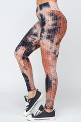Textured Butt lifted Tie dye print legging