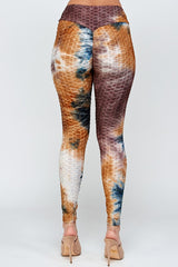 Textured Butt lifted Tie dye print legging