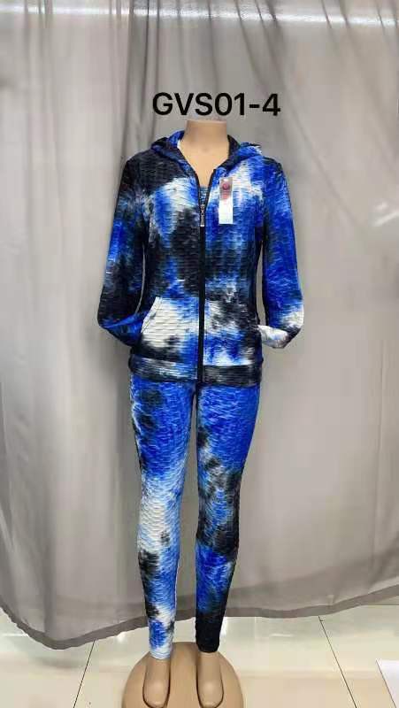 Adult 3PCS Tie Dye Zip Up Hoodie  Leggings Set