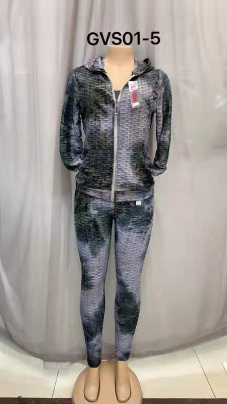 Adult 3PCS Tie Dye Zip Up Hoodie  Leggings Set