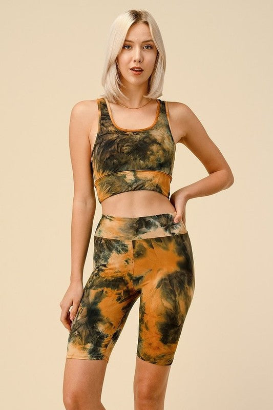 TIE DYE RACERBACK BRA BIKE SET