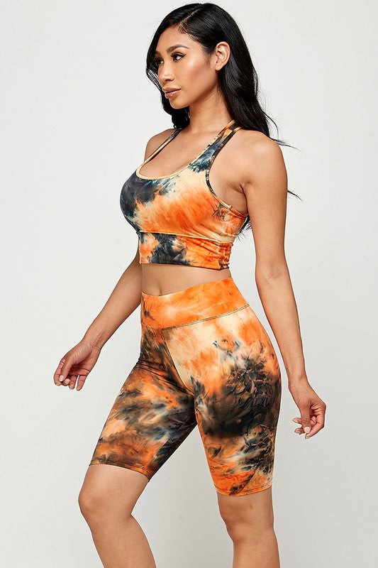 TIE DYE RACERBACK BRA BIKE SET
