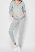 Thumbnail of SOLID ZIP UP HOODED JACKET AND  LEGGINGS SET