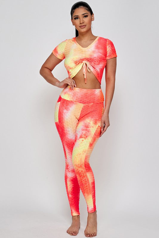 Tie Dye Crop Top  and Activewear Leggings set