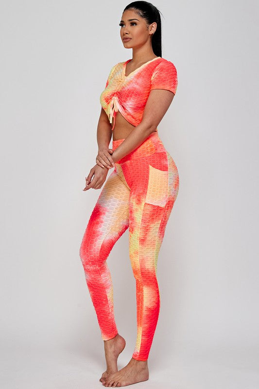 Tie Dye Crop Top  and Activewear Leggings set