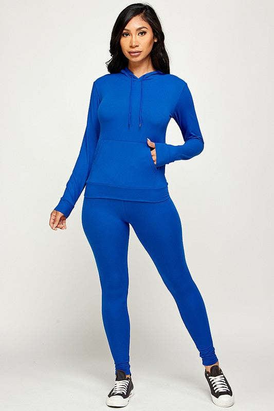 TWO PIECE SOLID HOODIE SET