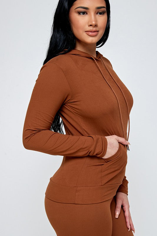 TWO PIECE SOLID HOODIE SET