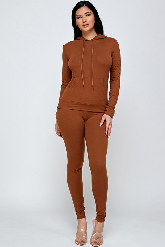 TWO PIECE SOLID HOODIE SET