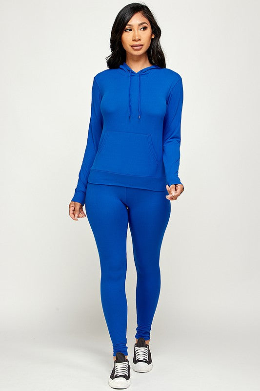TWO PIECE SOLID HOODIE SET