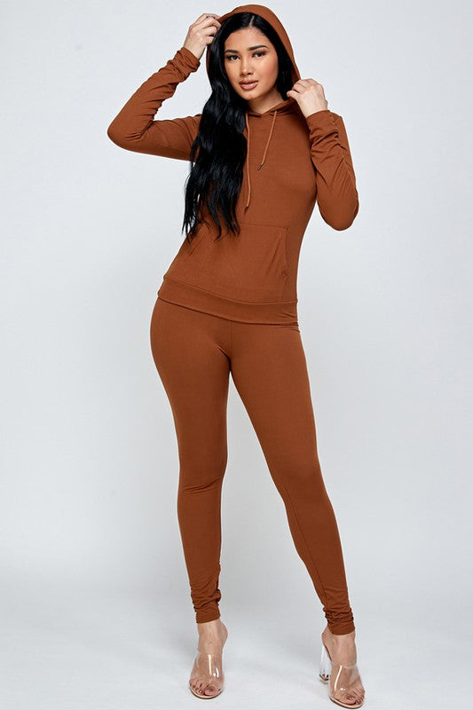 TWO PIECE SOLID HOODIE SET
