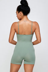 Seamless Ribbed Romper with Adjustable Strap