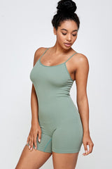 Seamless Ribbed Romper with Adjustable Strap