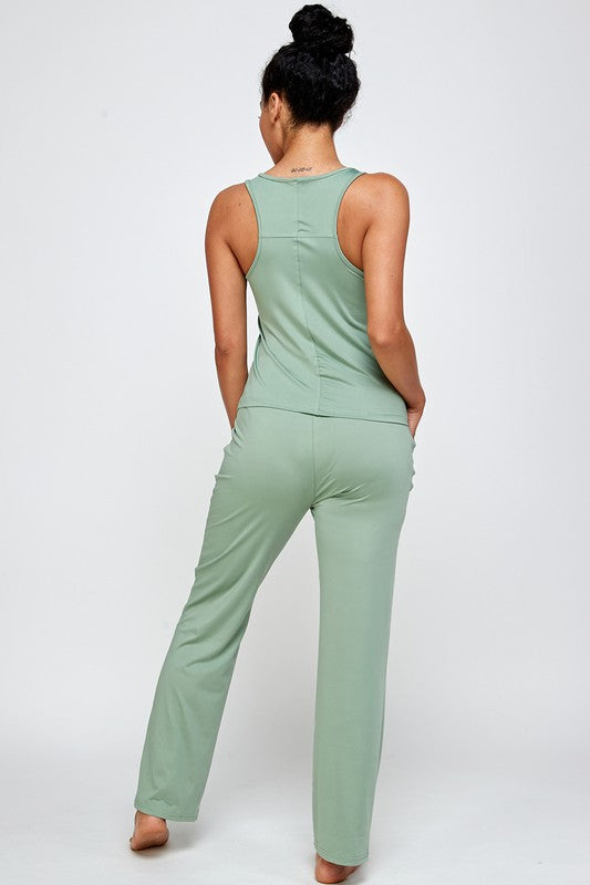 Racerback Tank with Straight Fit Pants Lounge Set