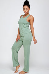 Racerback Tank with Straight Fit Pants Lounge Set