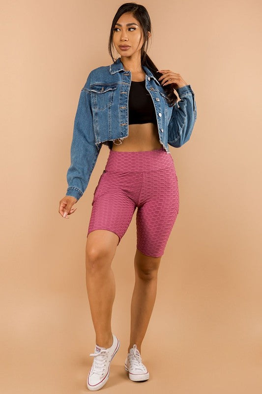 BUTT LIFT TEXTURED  BIKER SHORT
