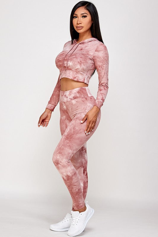 Tie Dye Cropped Hoodie AND LEGGING SET
