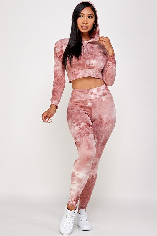 Tie Dye Cropped Hoodie AND LEGGING SET