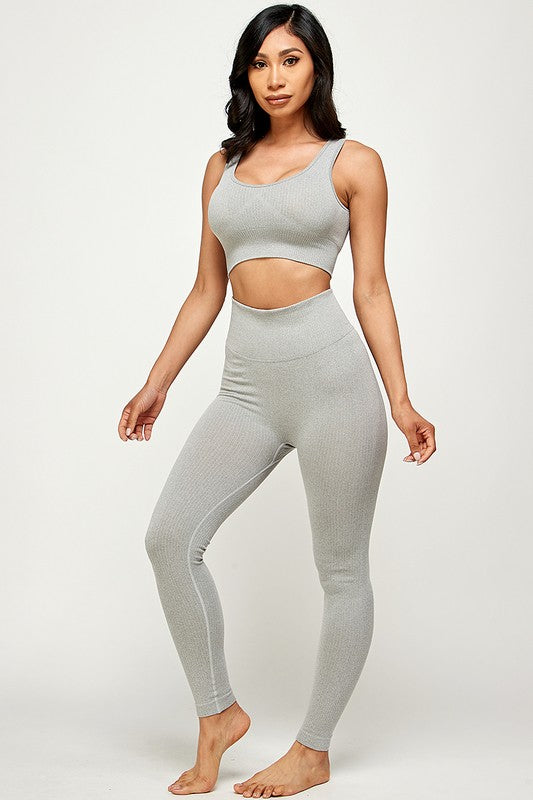 TWO PIECE PADDED BRA AND YOGA LEGGINGS SET
