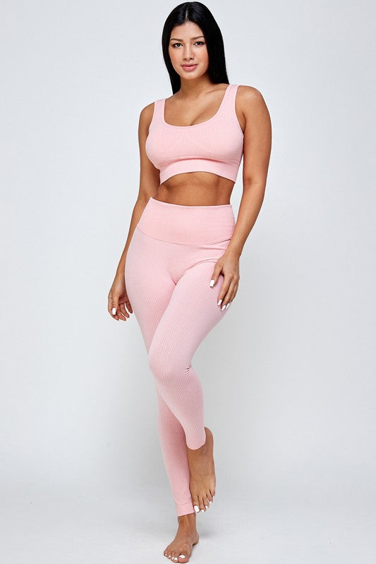 TWO PIECE PADDED BRA AND YOGA LEGGINGS SET