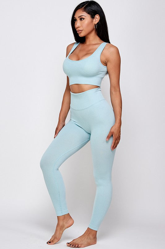 TWO PIECE PADDED BRA AND YOGA LEGGINGS SET