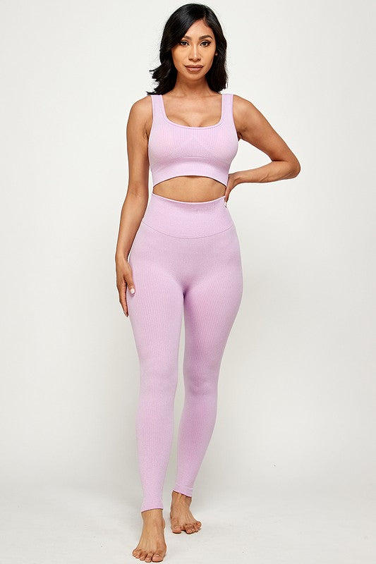TWO PIECE PADDED BRA AND YOGA LEGGINGS SET