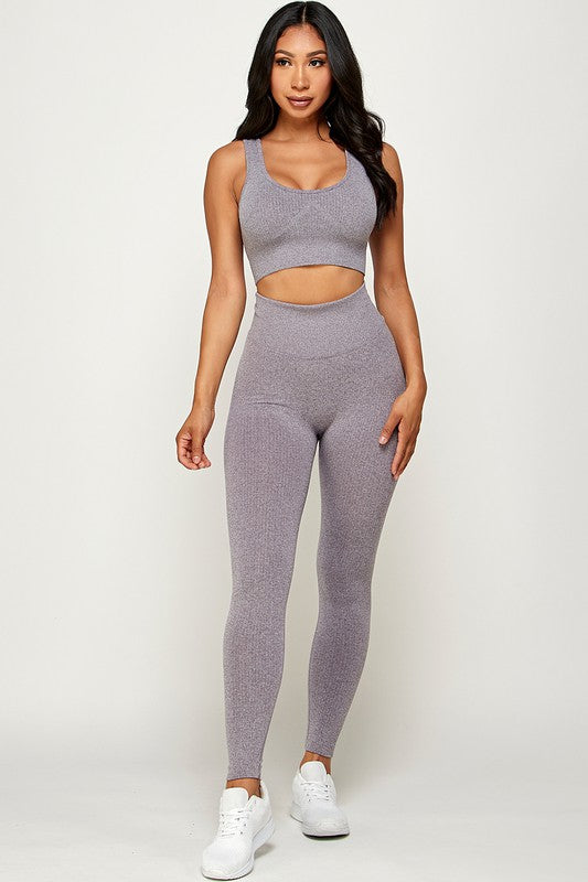 TWO PIECE PADDED BRA AND YOGA LEGGINGS SET