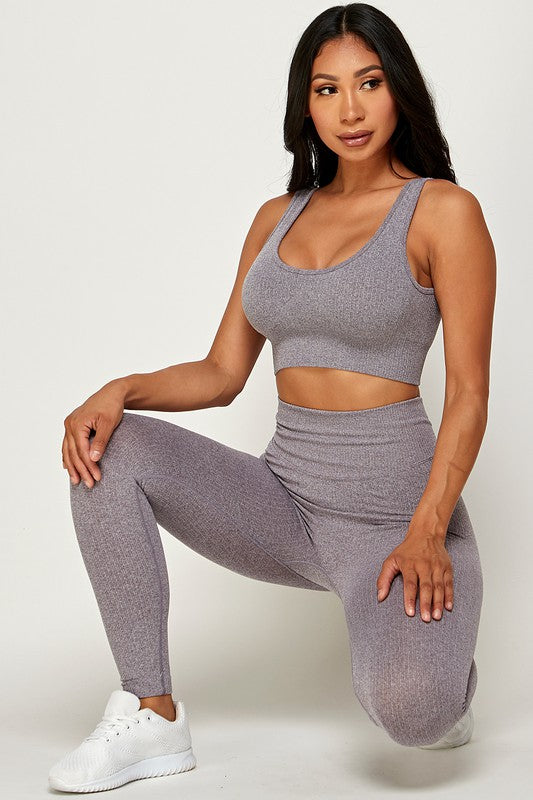 TWO PIECE PADDED BRA AND YOGA LEGGINGS SET