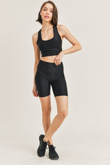 SHEEN FINISH SPORTS BRA and BIKER SHORT SET