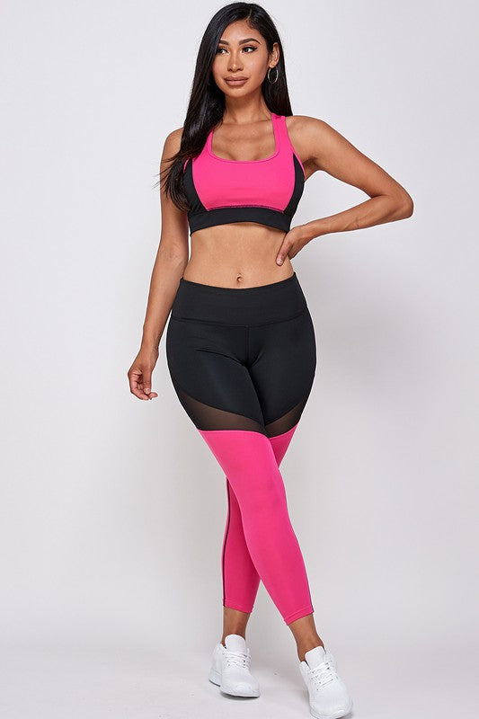 CROP TOPS AND GLOSSY LEGGING SET
