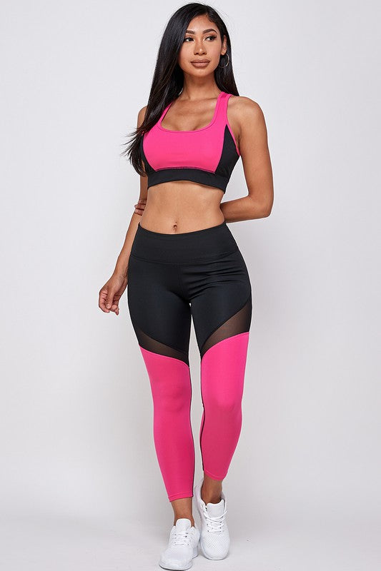 CROP TOPS AND GLOSSY LEGGING SET