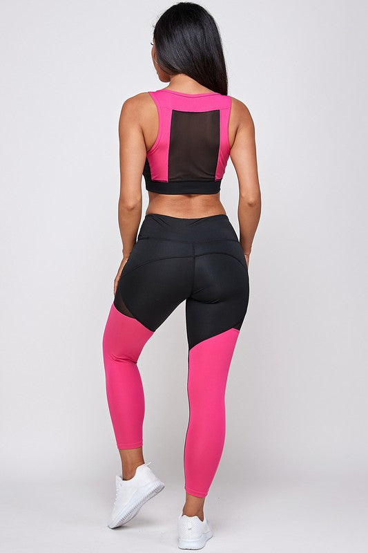 CROP TOPS AND GLOSSY LEGGING SET