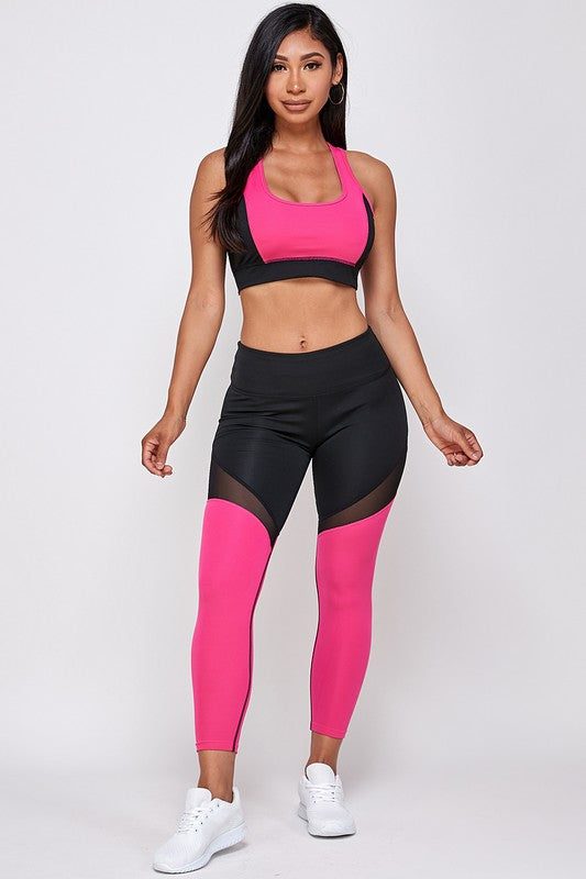CROP TOPS AND GLOSSY LEGGING SET