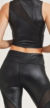 SHEER MESH INLAYS CROP TOP ANDLEGGING SET