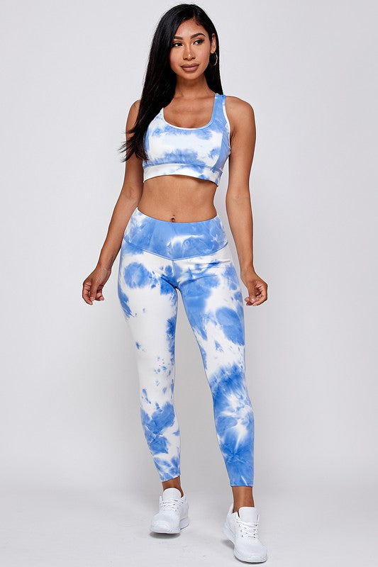 CLOUD TIE DYE SPORTS BRA AND  LEGGING SET