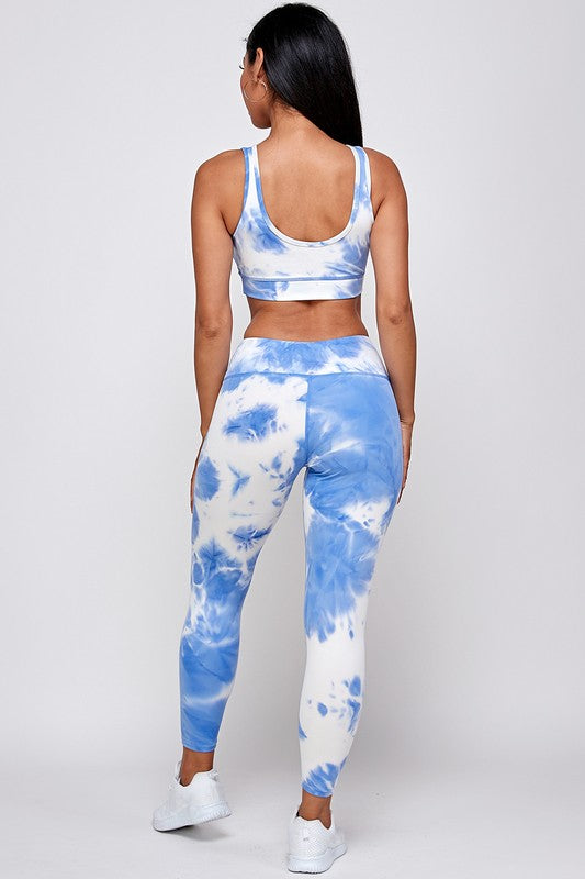 CLOUD TIE DYE SPORTS BRA AND  LEGGING SET