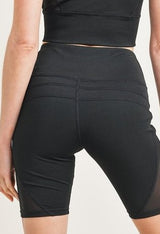 SHEER MESH PANEL SPORTS BRA AND BIKER SHORT SET