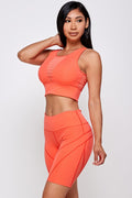 Thumbnail of SHEER MESH PANEL SPORTS BRA AND BIKER SHORT SET